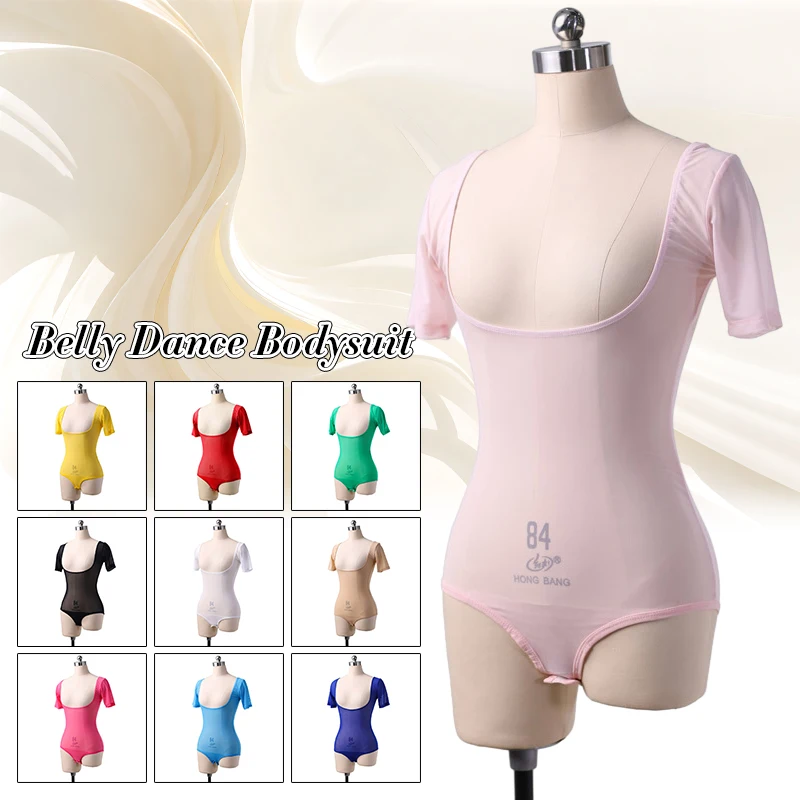 

Women Upper Arm Shaper Chest Support Sexy Transparent Sheer Tops Dancewear Short Sleeve Open Bust Leotard Belly Dance Jumpsuit