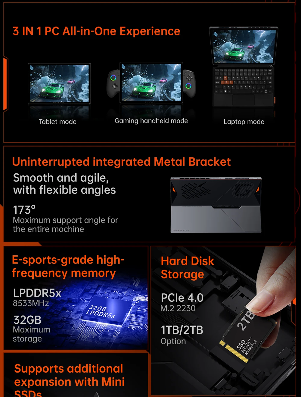 OneXPlayer X1 Air Intel Core Ultra 7 258V 3 IN 1 AI PC Laptop Tablet Console di gioco portatile Computer da 10.95" Win 11 Mini Slot SSD