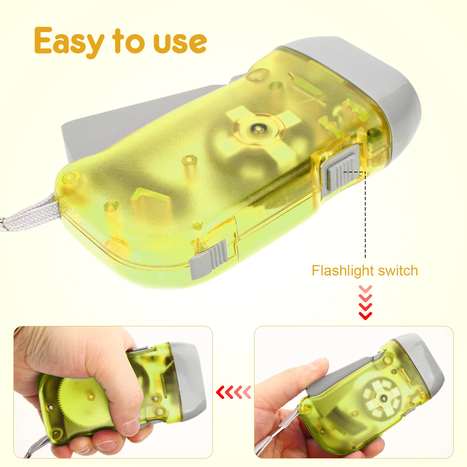 3 Pcs Miniature Accessories Hand Pressure Generator Flashlight Emergency Bulk Small Crank Flashlights for Emergencies Nurse