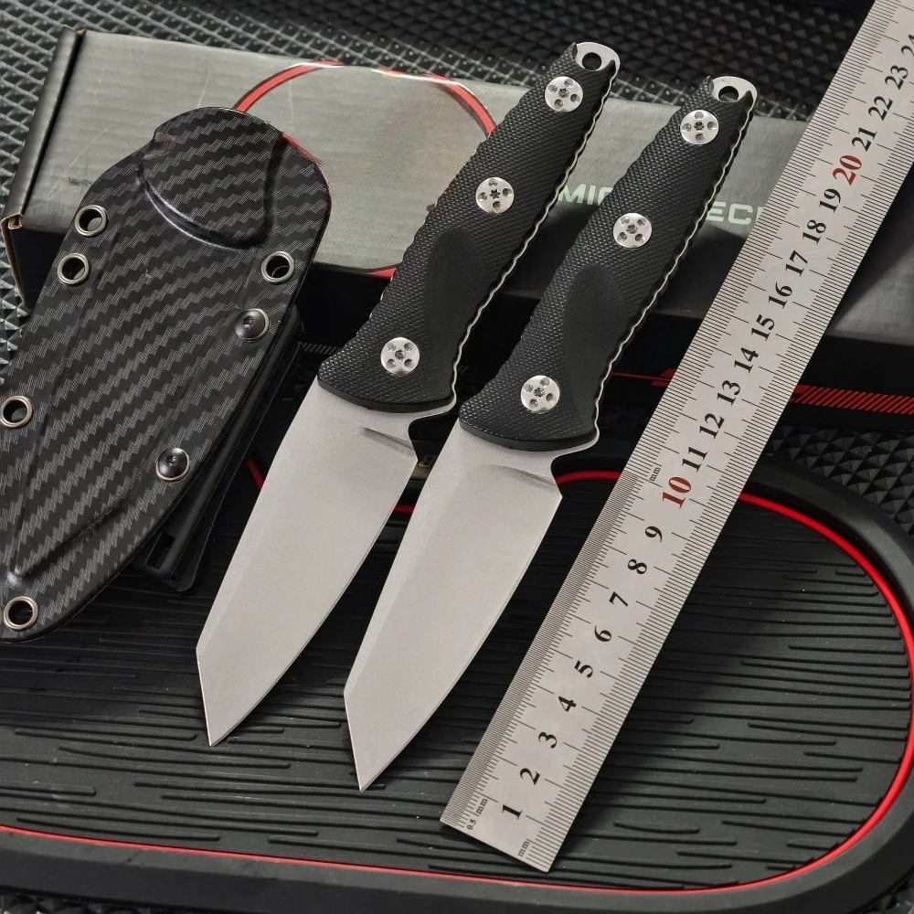 Cuchillo de Hoja Fija de Alta Calidad 93M, Cuchillo de Cuello Recto Exquisito con Funda, Nuevos Cuchillos de Selva para Senderismo y Pesca