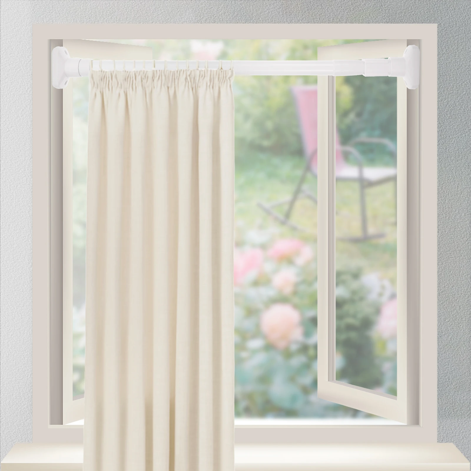 

Telescopic Rod Stainless Steel Extendable Rail for Closet Wardrobe Clothes Drying Shower Curtain Tension Pole White
