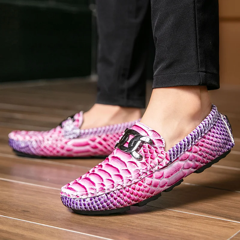 Men's Gradient-Scale Metal-Accent Loafers, Men's Daily Casual Slip-On Footwear, Men's Reinforced Base Wearproof Footwear