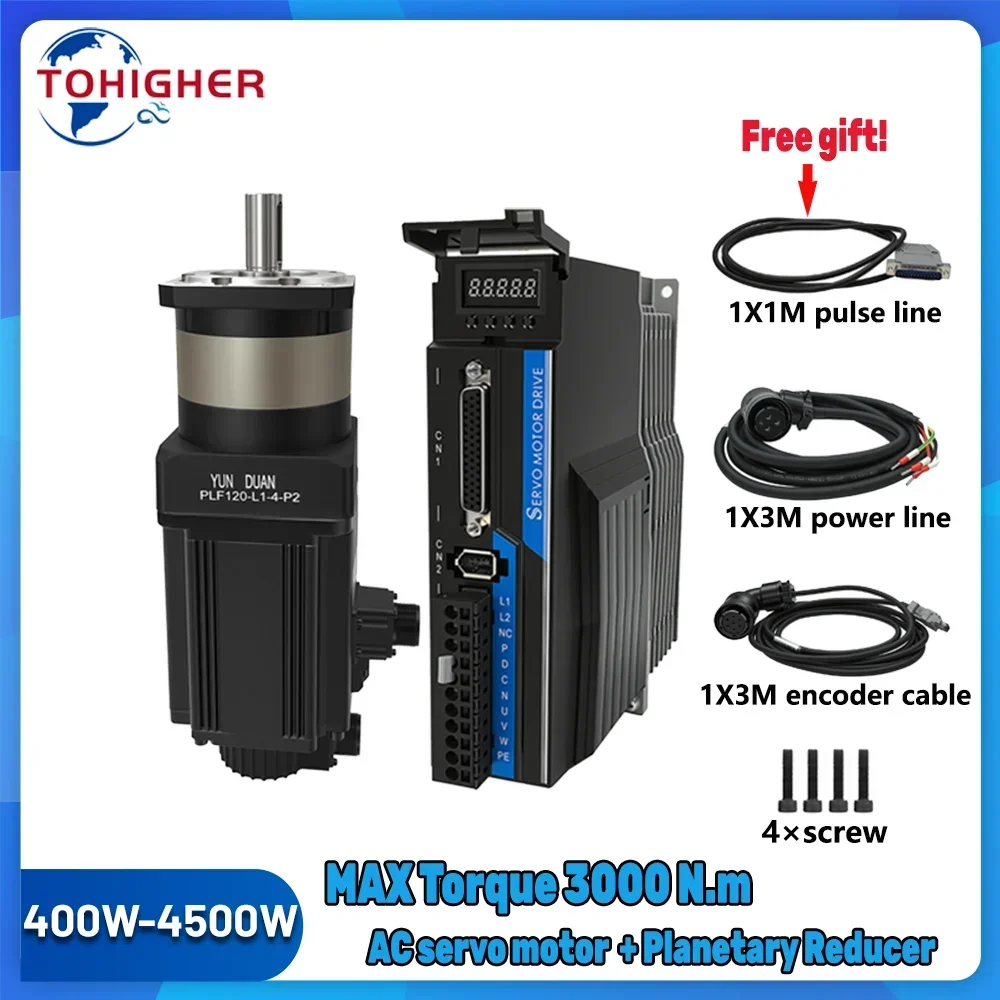 AC Servo Motor Reducer Kit 400W/750W/1000W/1500W/4500W Servo Motors and Driver 40/60/80 Flange Servo Motor with Driver CNC