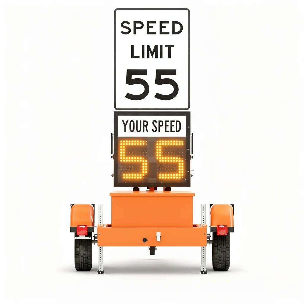 GUANGAN Portable Solar LED Display Vehicle Speed Radar Activated Highway Traffic Safety Sign For TrailerWarning Road Sign