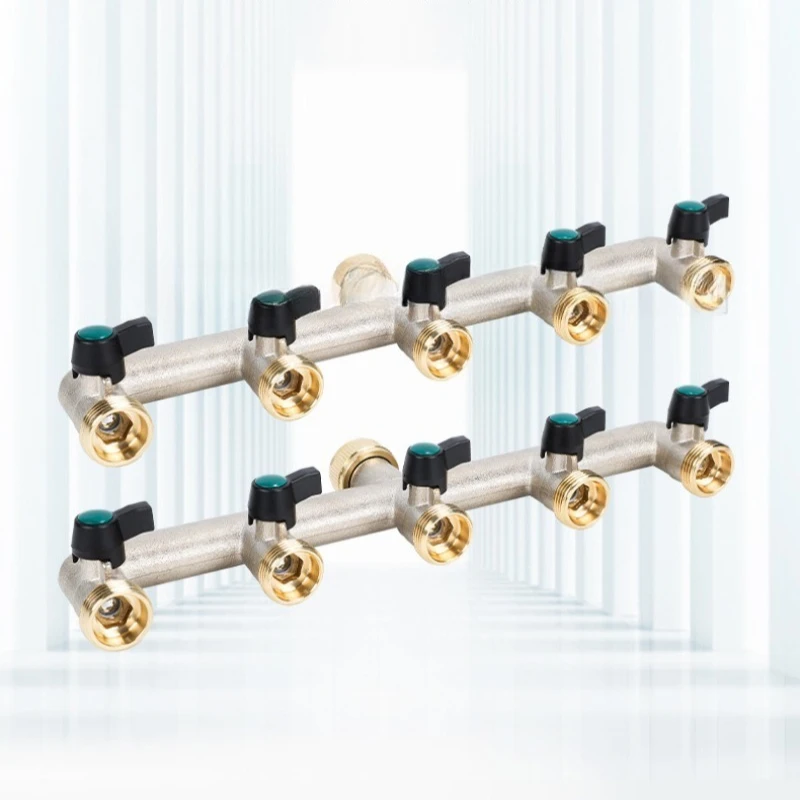 5-way Heavy-duty Brass Garden Hose Splitter F3/4