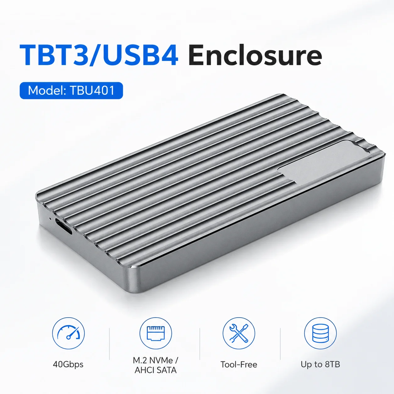 Usb4 40Gbps External Ssd 8Tb - Custodia esterna in alluminio per SSD