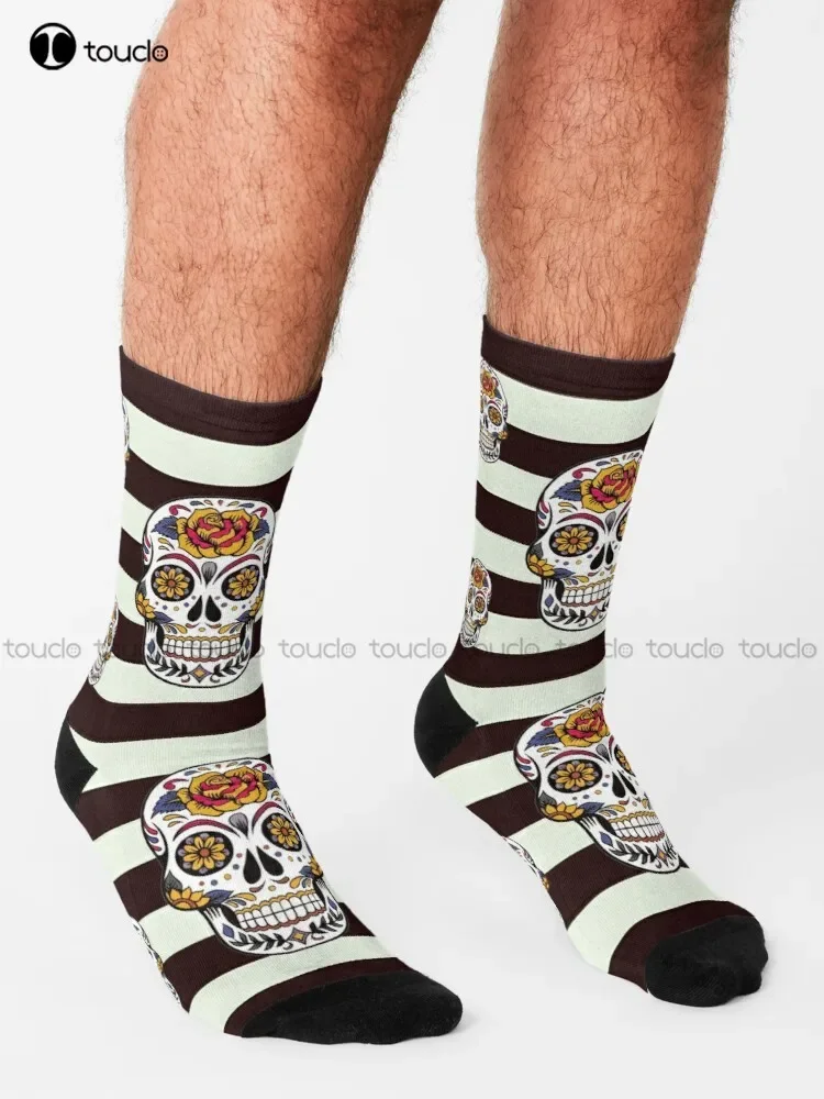 Skulls Socks Halloween Pattern Socks Halloween Girls White Socks Personalized Custom Unisex Adult Teen Youth Socks New Popular