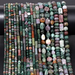 Natural Muticolor Indian Agat Stone Bead Green Agates Jaspers Loose Spacer Gem Beads For Jewelry Making Bracelet Necklace DIY