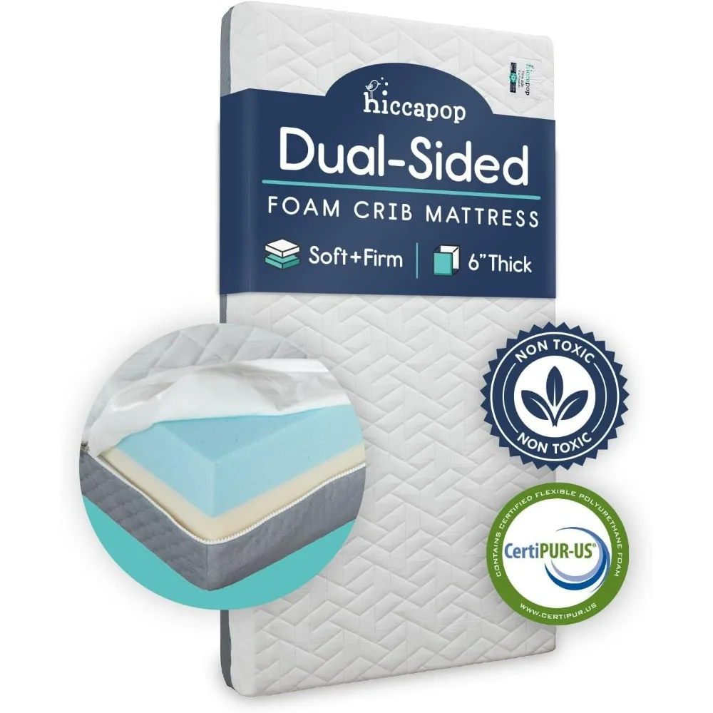Baby Crib Mattress - Safe, Non-Toxic, Waterproof - Dual Sided w/Firm Side for Babies & Soft Memory Foam Side for Toddlers