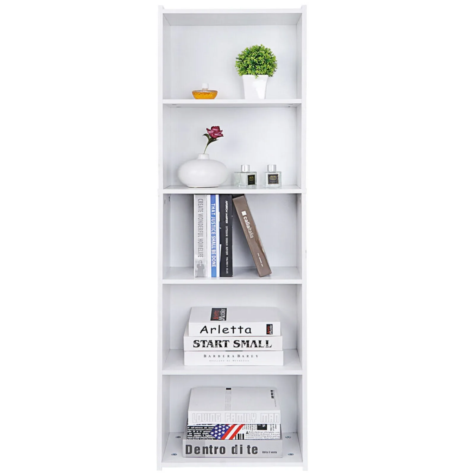 

5-Tier Reversible White Open Shelf Bookcase Bookcase Bookshelf Storage Home United States