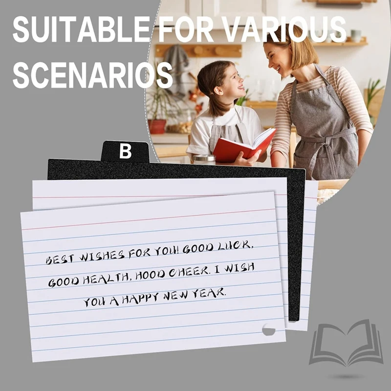 62 Pieces Black Index Card Dividers 3X5, Alphabetical Tabbed Index Card Dividers With Ring Index Card Organizer Durable