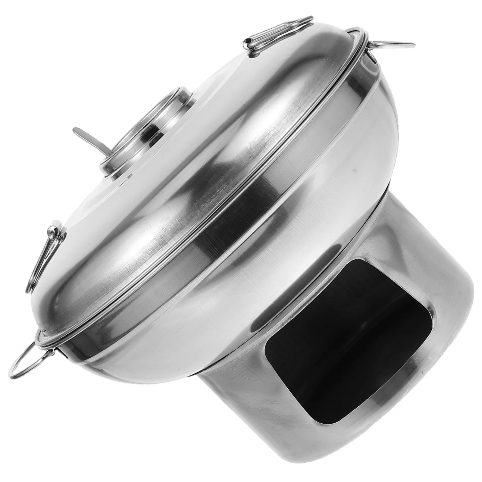 

Portable Stainless Steel Hot Pot Durable Heat Resistant Double Handle Camp Cooker for Outdoor Household Use with Alcohol Stove