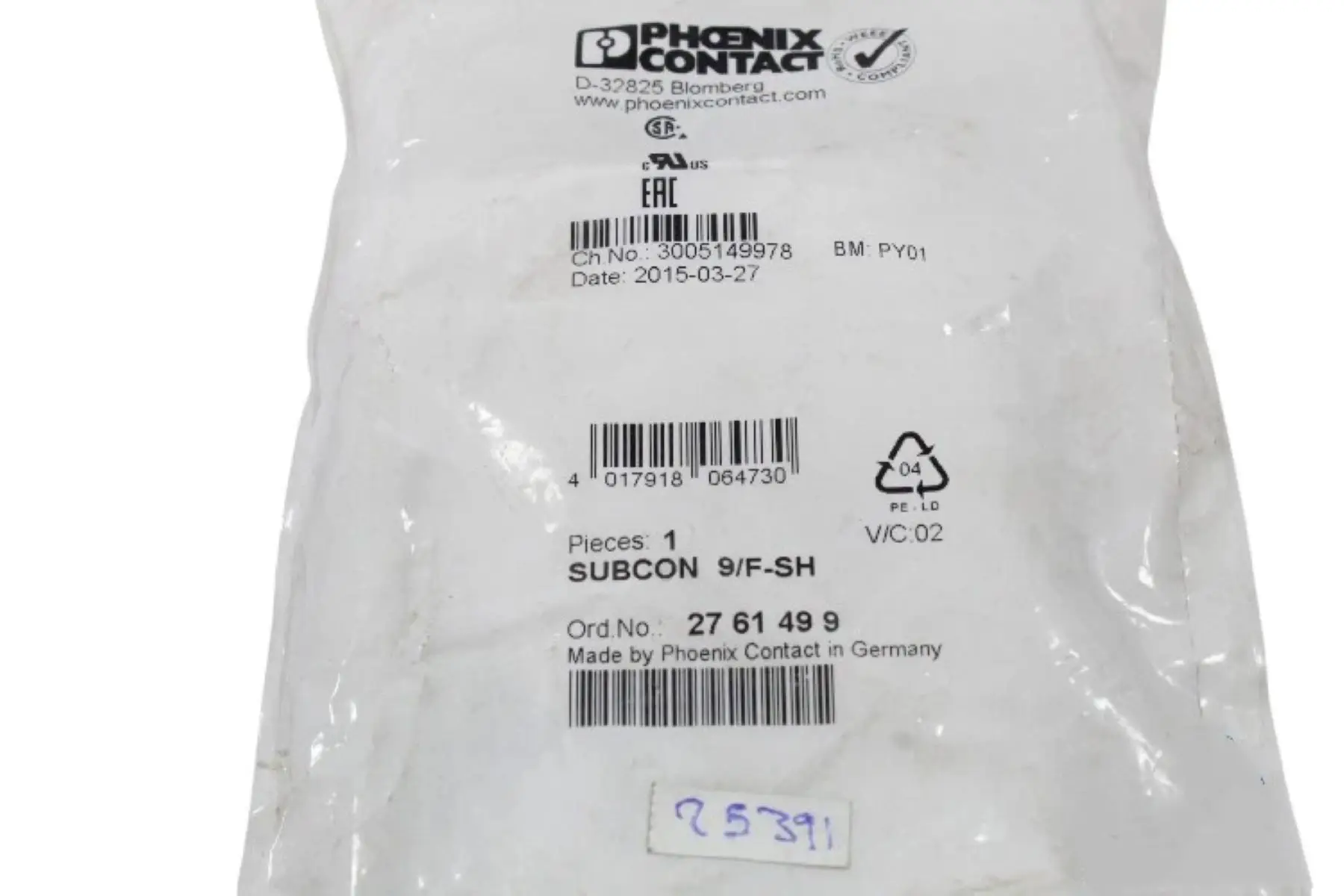 2761499-subcon-9-f-sh-connecteur-de-bus-d-sub