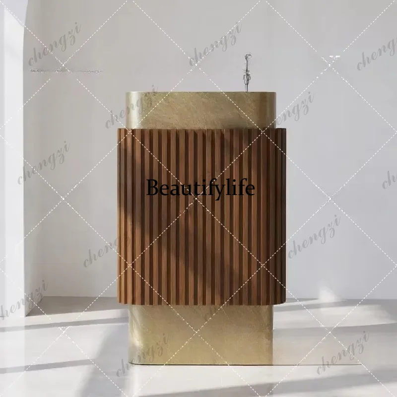 Welcome Desk, Company Front Desk Sales Department Hotel Restaurant Reception Desk High-end Customer Service Desk Stainless