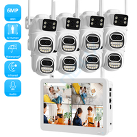 6MP Wireless PTZ IP Camera Dual Lens WIFI Kit with Display 8CH NVR Recorder Set Outdoor Home Security Video Surveillance System