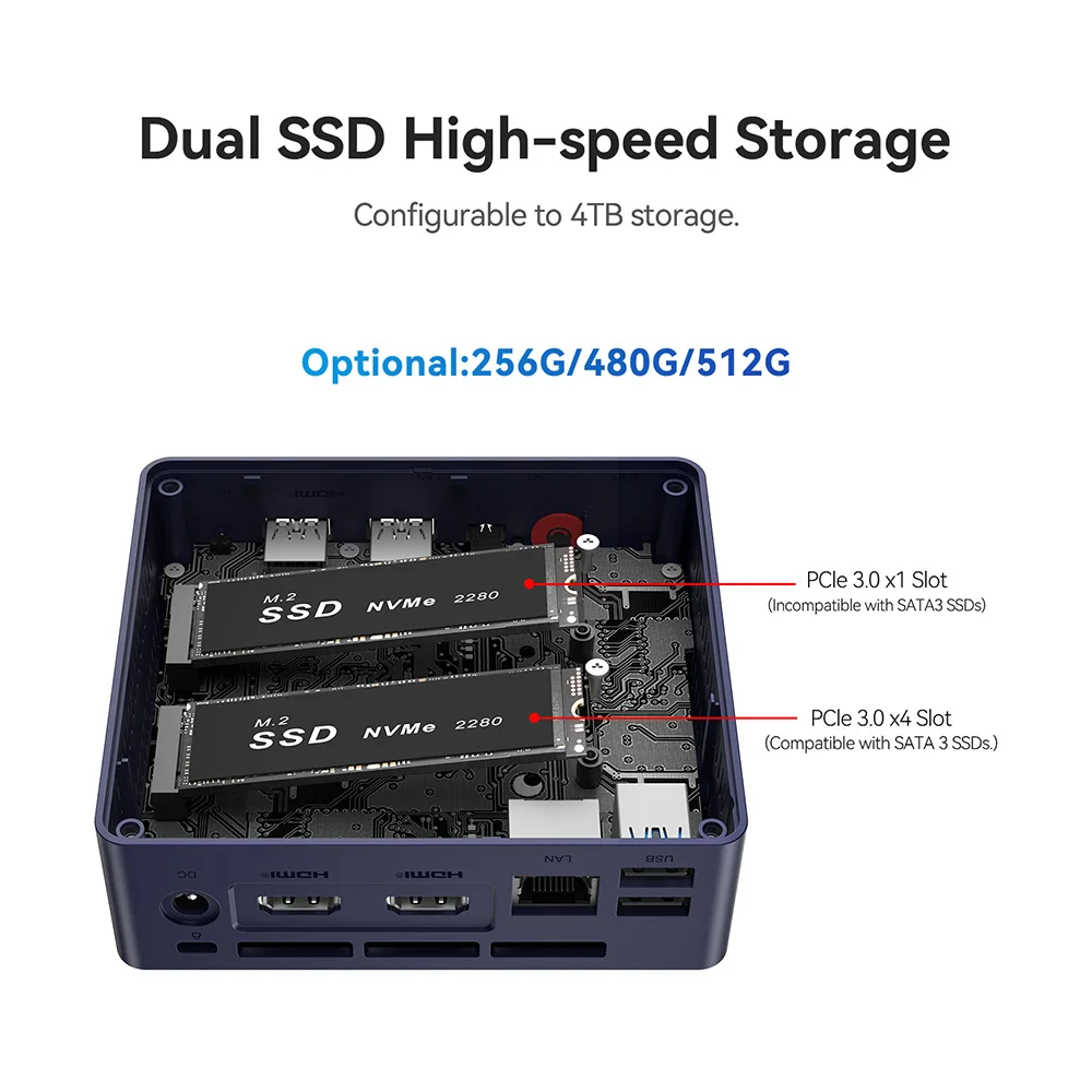 Beelink Min S12 Pro N100 Gamer Mini PC Intel 12th 16GB 512GB SSD 2.4G&5G Dual Wifi 1000M BT5.2 NVME Deskt