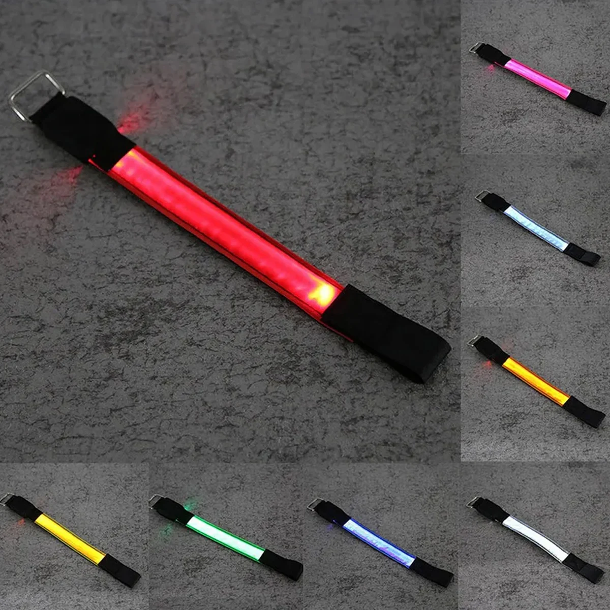 Cinturino da polso a LED luminoso Batteria/Ricaricabile Alimentato da notte Luce Verde Rosa Blu Arancione Bianco Giallo Luce Slap Bracciale