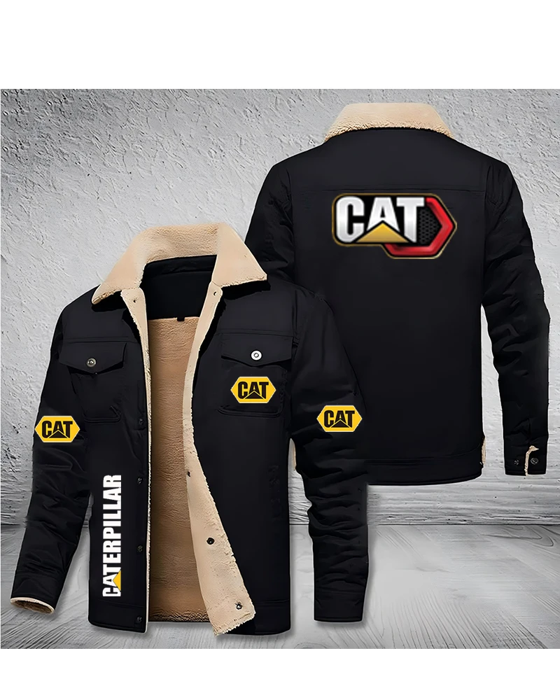 2026 CAT excavator autumn and winter new men's jacket with plush cotton workwear casual jacket men's jacket