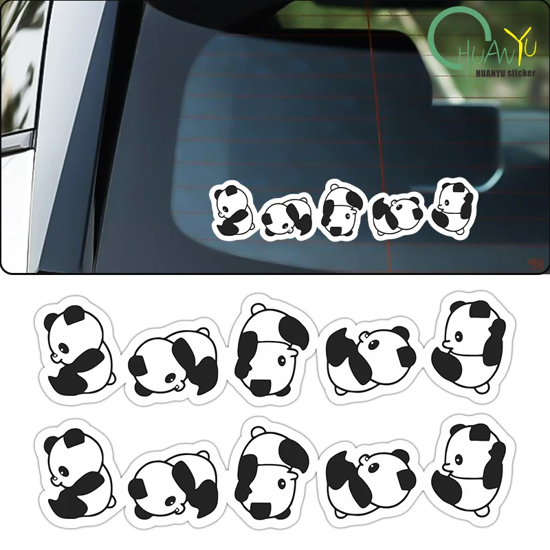 1 Row Animation Cute Cartoon Panda Car Stickers Colorful Animal Series New Car Art Tattoo Design License Plate Exterior