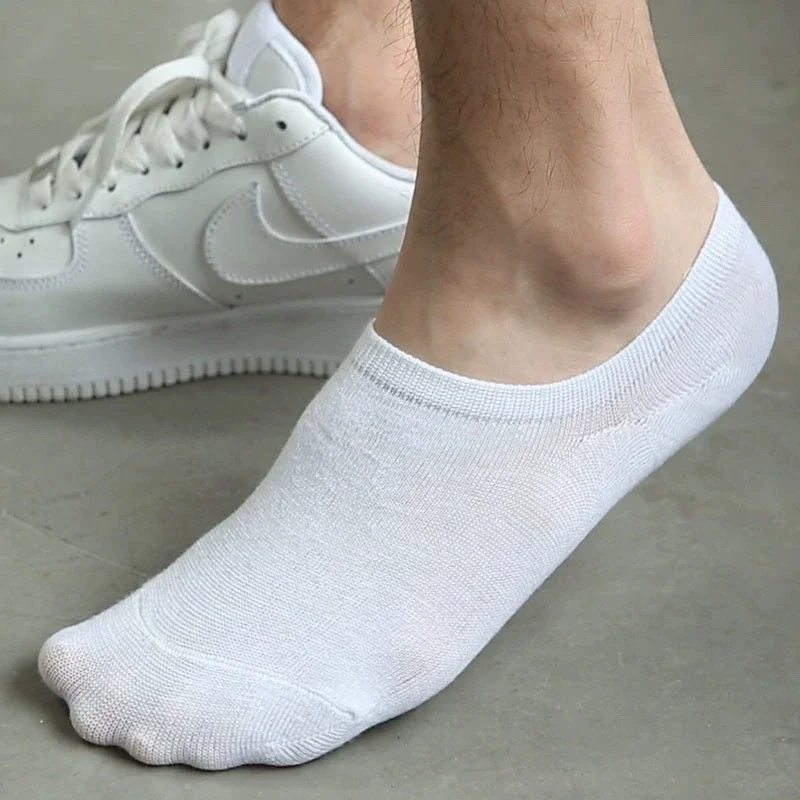 1/10pairs Invisible Socks for Men Ankle Short No Show Low Cotton Black White Non-slip Silicone Summer Thin Sock Breathable