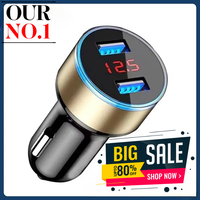 Dual USB Car Charger12-24V Cars Fast Charging Adapter USB QC 3.0 Digital Display Car Cigarette Lighter For Samsung Huawei Xiaomi