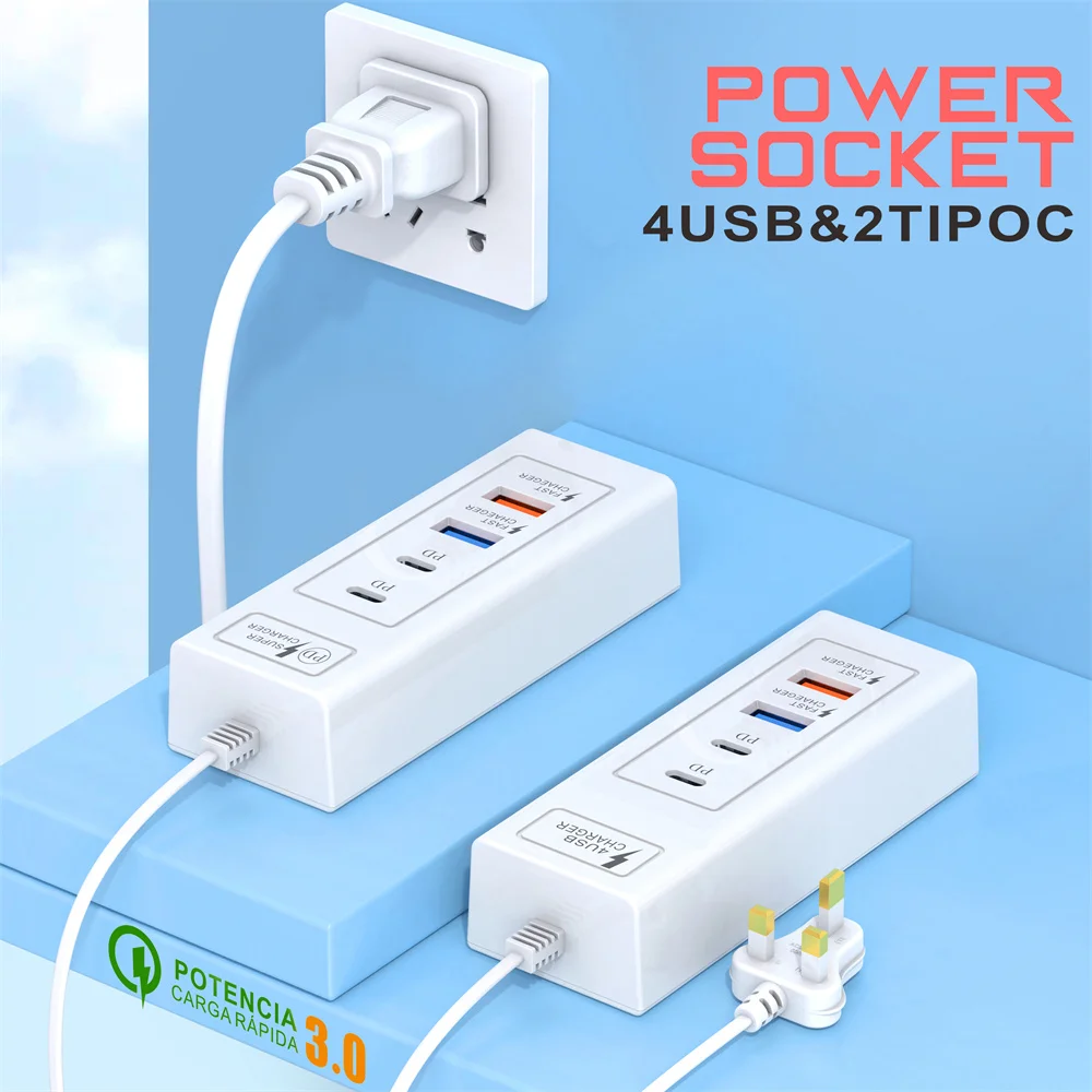 USB 4 Ports Charger Type C Fast Charging Wall Power Adapter For Xiaomi Samsung Huawei Quick Charge3.0 USB Travel Phone Charger