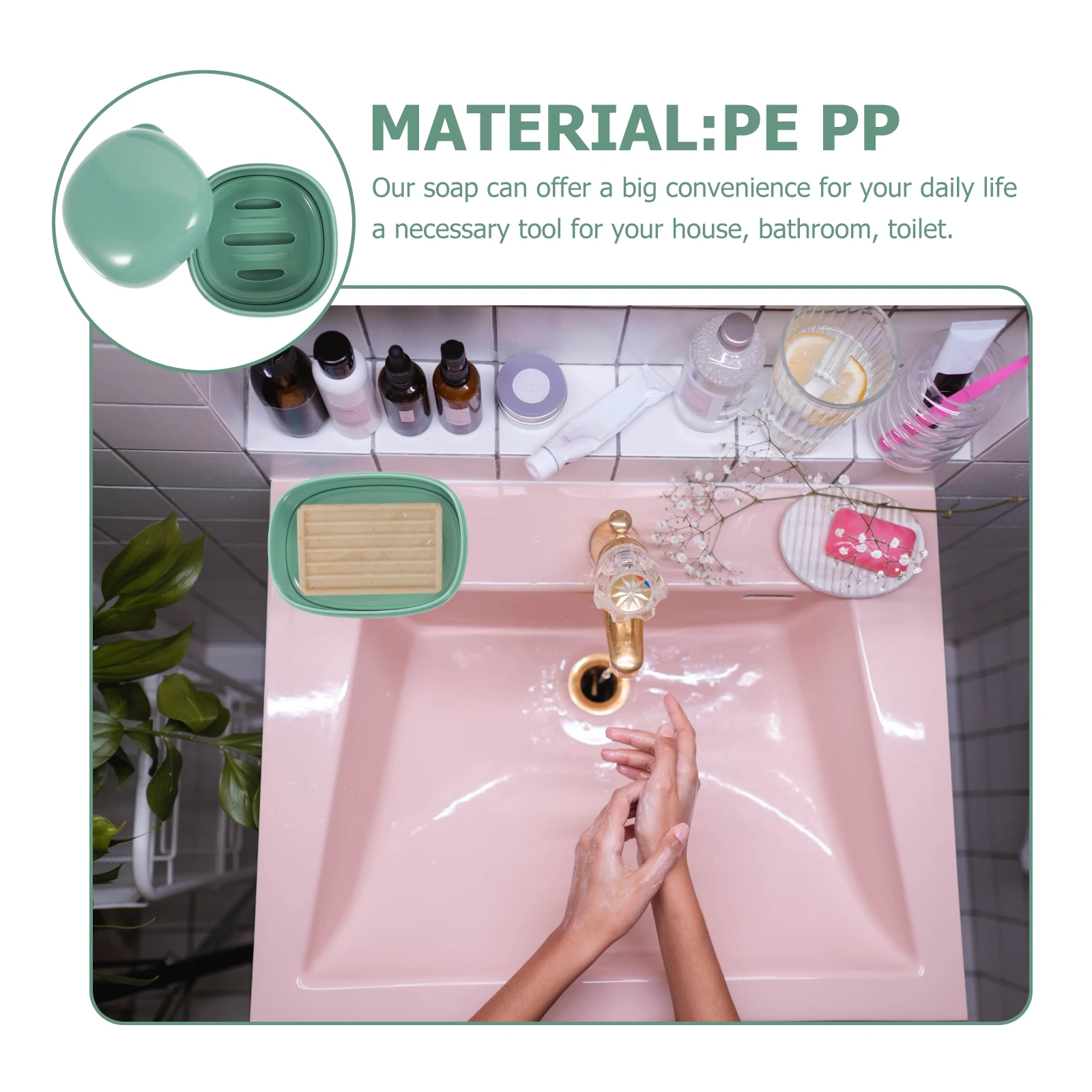 

2pcs Waterproof Dish Premium Household Box Easy Clean Removable Lid Multi Purpose Bathroom Toilet Soap Holder Portable