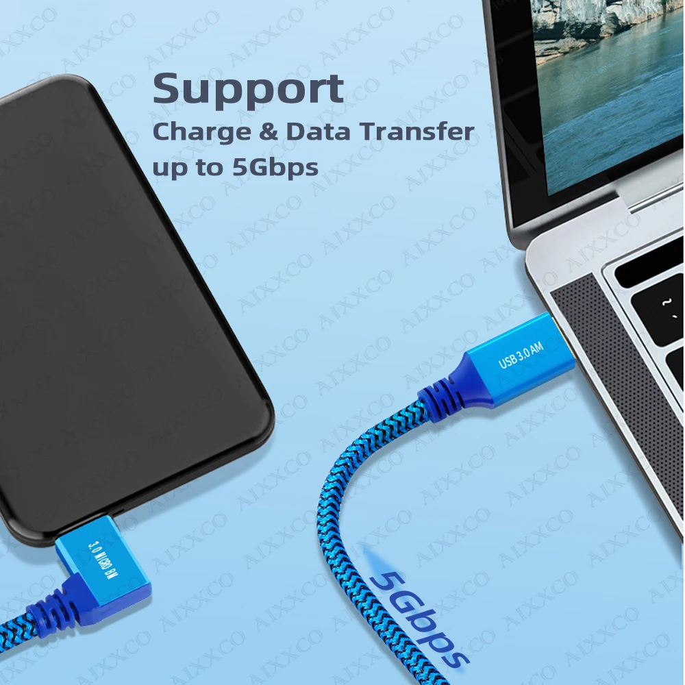 AIXXCO 1m Hard Drive External Cable USB3.0 Micro B Cable HDD Cable Micro Data Cable SSD Sata Cable Hard Disk Micro B Cable