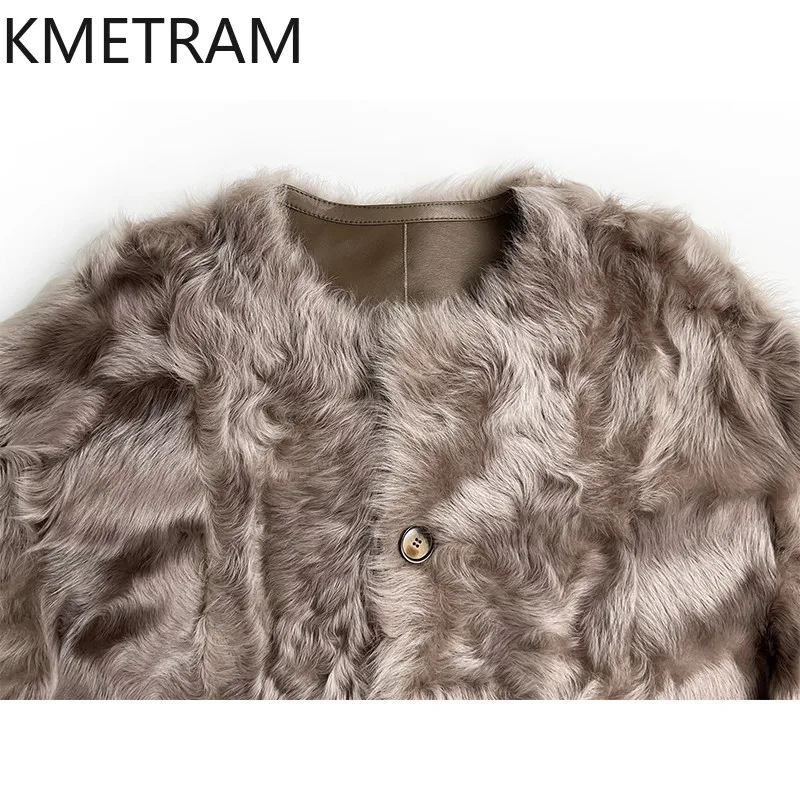Naturalna kurtka z owczej wełny Xiaohu, dwustronna, luksusowa, z prawdziwego futra, zimowa odzież damska 2025 шуба