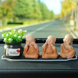 1 PCS Cute Little Monk Figurine Creative Buddha Monk Shape Car Ornament Fashion Religion Buddha Status