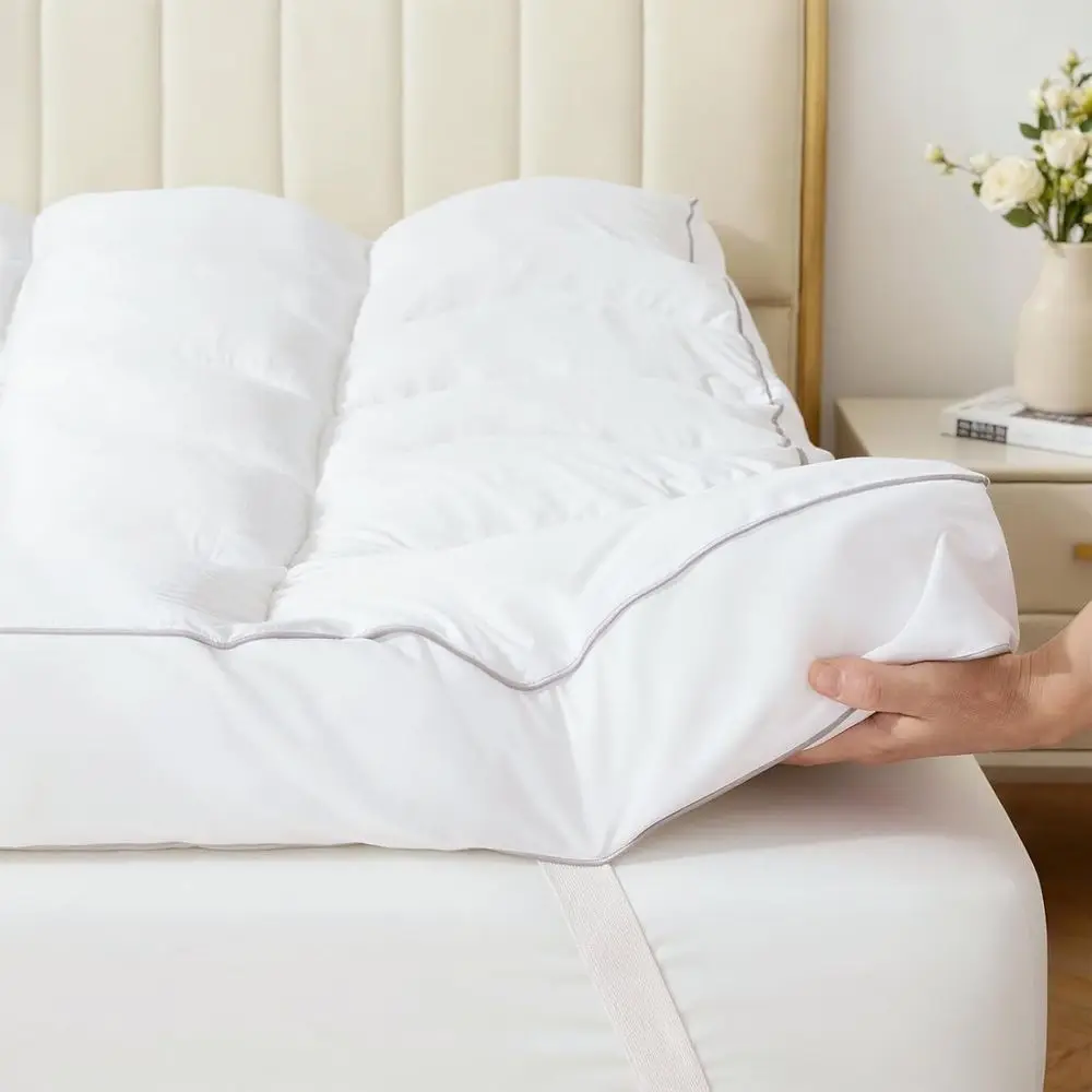 

3 Inch Extra Thick Shredded Foam Mattress Topper, 100% Cotton Mattress Pad Cover, Breathable & Skin-Friendly Queen Size Mattress