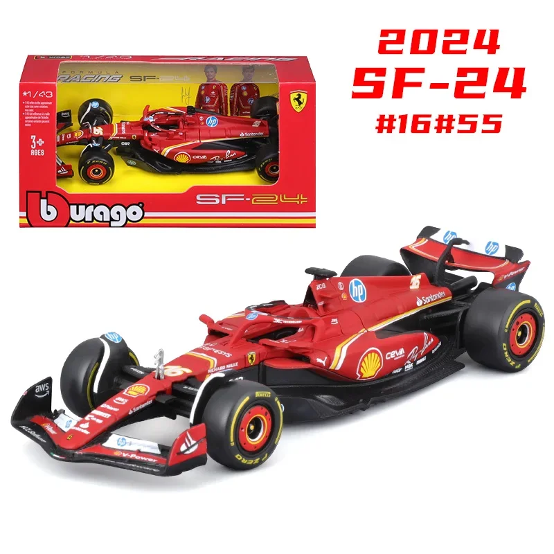 

Bburago 1:43 2024 F1 Ferrari SF24 # 16 Чарльз Леклерк # 55 Carlos Sainz Формула 1, литая под давлением модель автомобиля из сплава, коллекция подарков