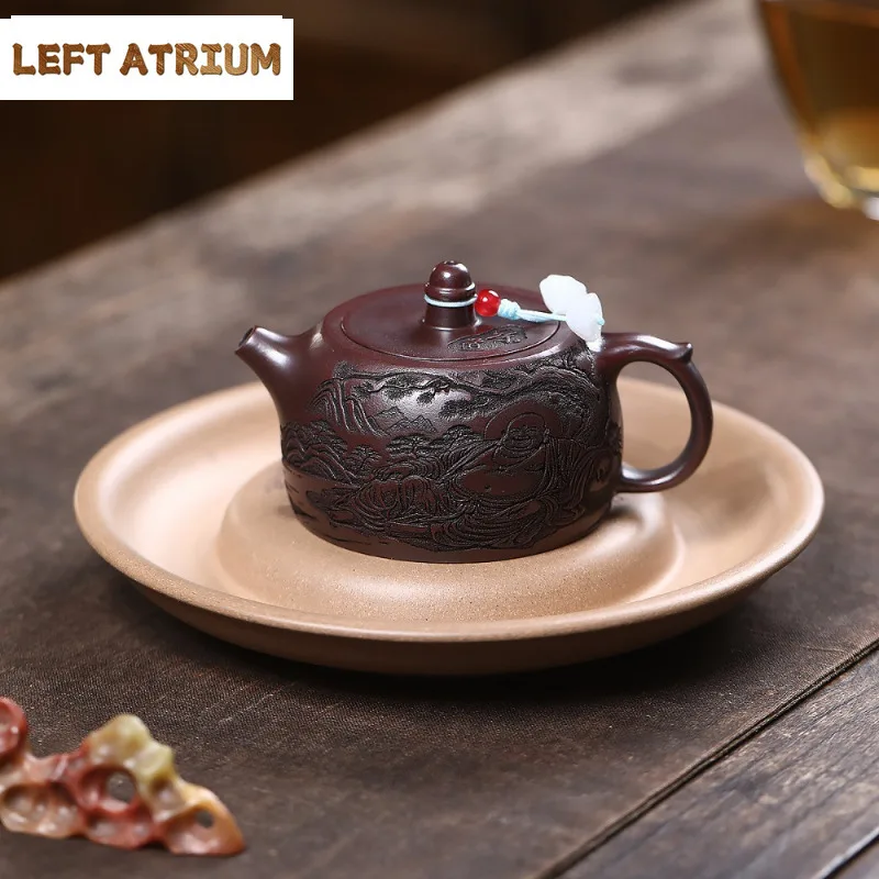 

120 мл высококачественные фиолетовые глиняные чайники Исин ручной работы, горшок Будды из необработанной руды, античная латунная грязь, чайник с фильтром, китайский чайный сервиз Zisha