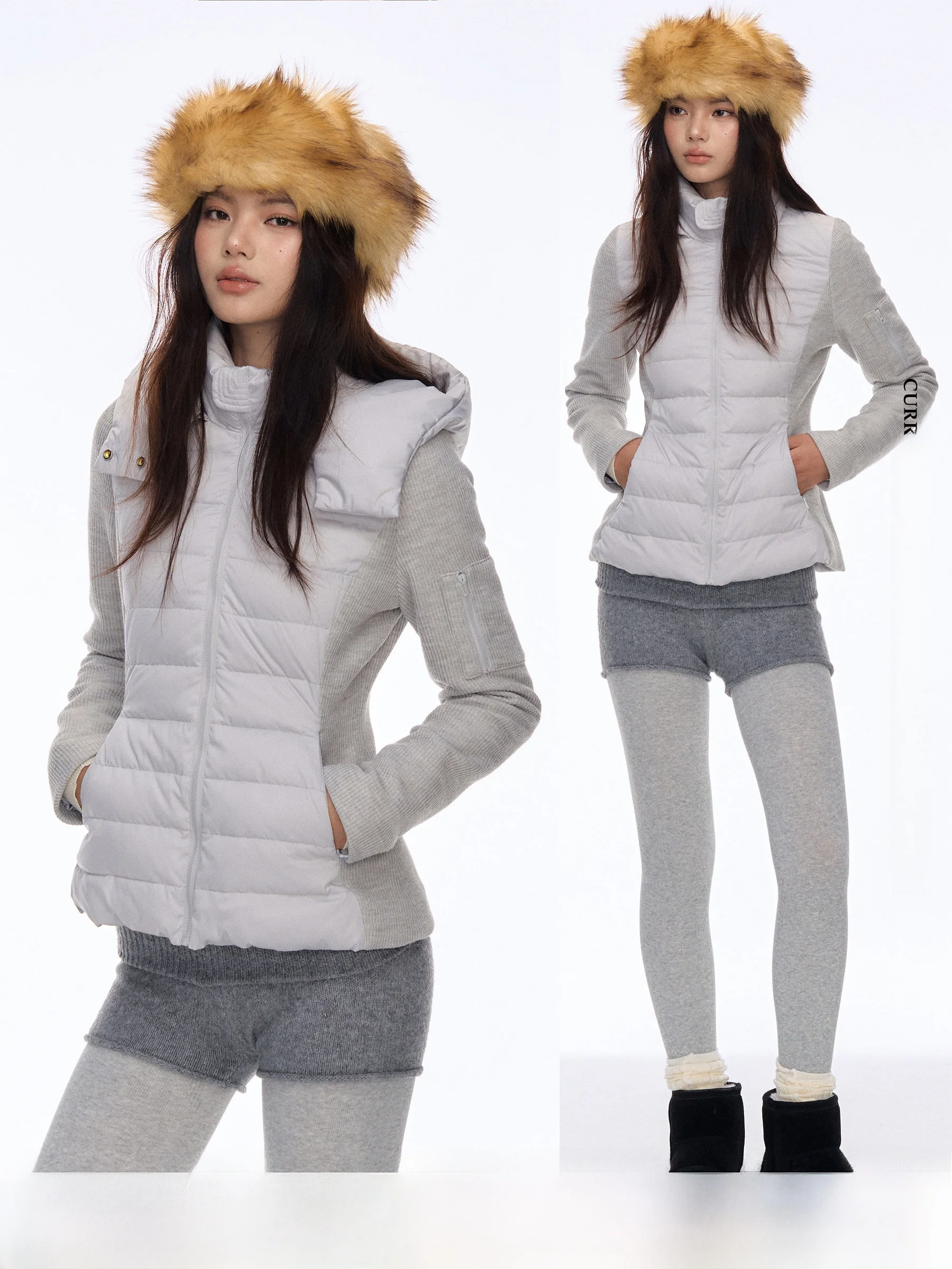 

Slim Fit Splice Трикотажный дизайн Легкий пуховик Jaet Curriges Winter New Sle Commute Sle Thiened Long Sve Zipper C...