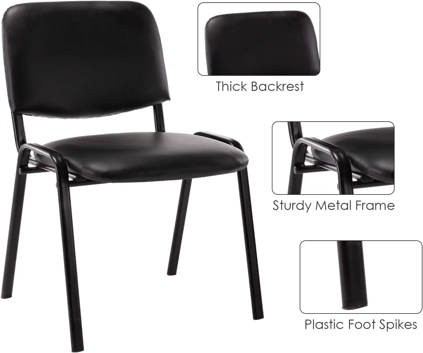 Room Chairs Set of 10 Stackable Conference Room Pu Leather Office Guest Side Reception for Breakroom/Lobby/