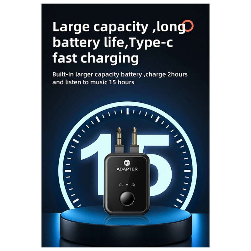 Daily New Bluetooth Launcher Two -In -One 5.3 Non -Destructive Headset Aircraft Plug Audio Conversion Adapter 3.5Mm AUX