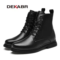 DEKABR Genuine Leather Casual Men's Boots Zipper Comfortable Shoes For Men Winter Autumn Shoes Super Keep Warm Boots Size 37-45