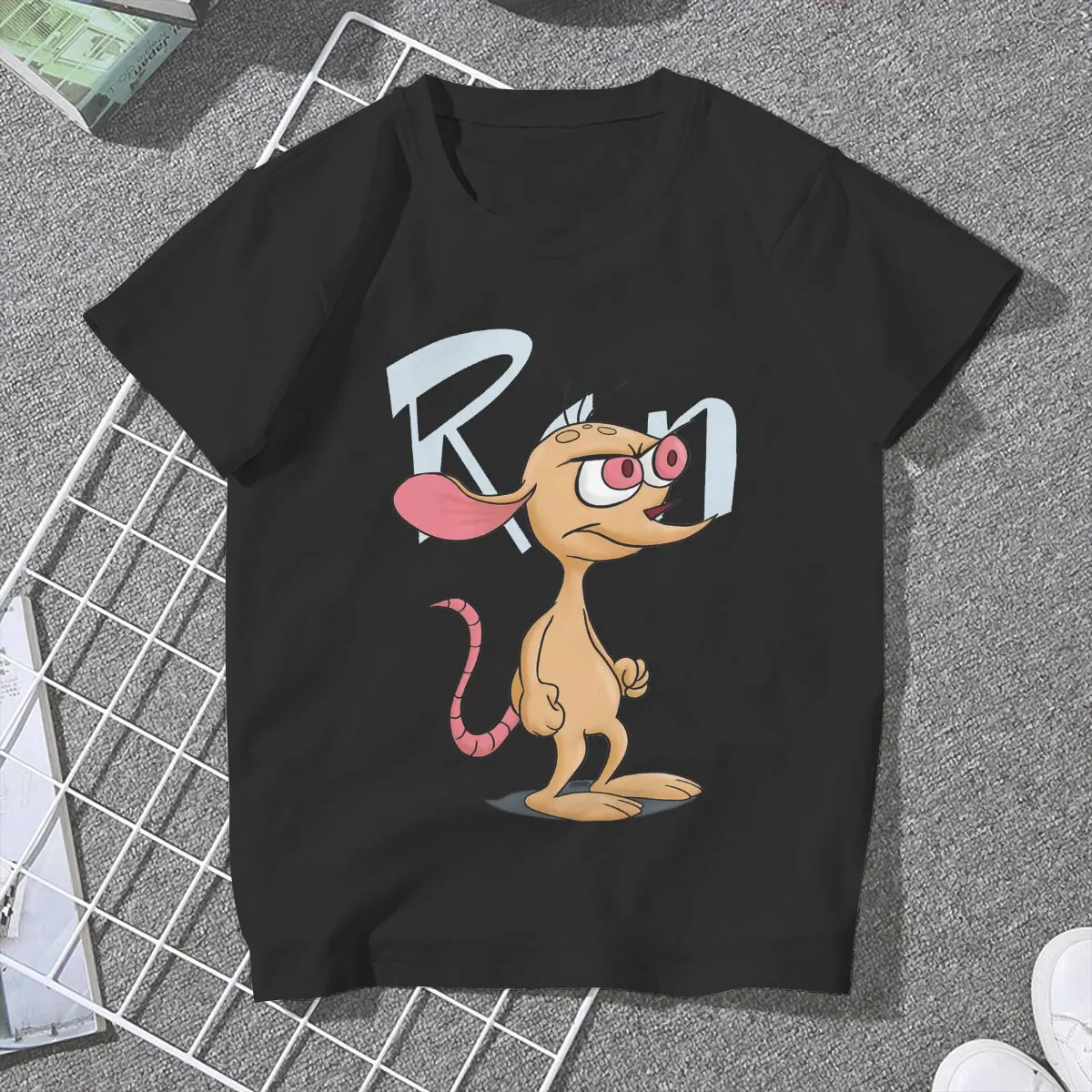 Ren Hoek Game Ren And Stimpy Women T Shirt Fibre Punk Crewneck Polyester TShirt