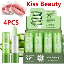 4 Stück Aloe Vera Lippenstift Farbwechsel Lippen balsam dauerhafte feuchtigkeit spendende feuchtigkeit spendende wasserdichte Temperatur änderung Lippen balsam