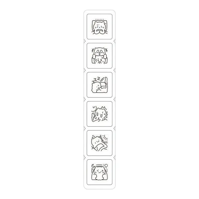 

PTST Cute Cat Shape Stamp DIY Mini Cartoon Pattern Stamps 6 Lines Simple Diary Stamp Good Mood Series C