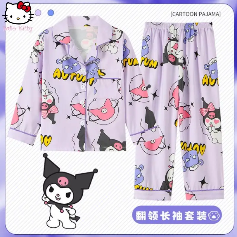 

Cartoon Anime Sanrio Girl Melody Autumn New Kuromi Pajama Set Teenager Kawaii Cinnamoroll Soft and Skin Friendly Home Clothing