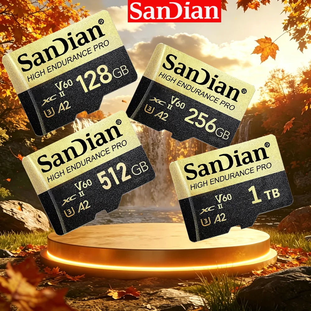 Tarjetas de memoria TF/SD de 512GB, nuevas tarjetas de memoria originales doradas de alta velocidad de 64GB, memoria ultra-mini de 128GB para ordenador, cámara de teléfono móvil