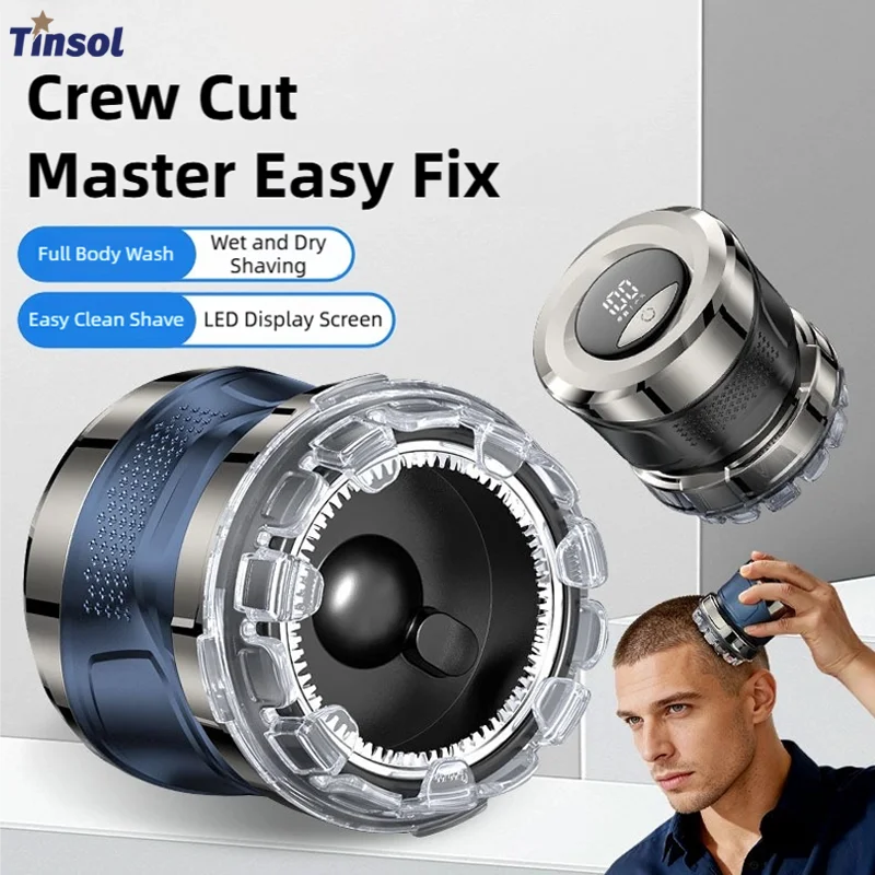 

TINSOL Men's Electric Hair Trimmer Automatic Hair Clipper with LED Display and 5-7-9mm Adjustable Length Self-Haircut Clipper