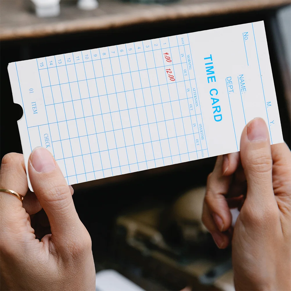 100개 주간 시간 카드 직원 출석 기록기용 시간 관리 도구 사무실 레스토랑용 투명 인쇄 가능한 시간 카드