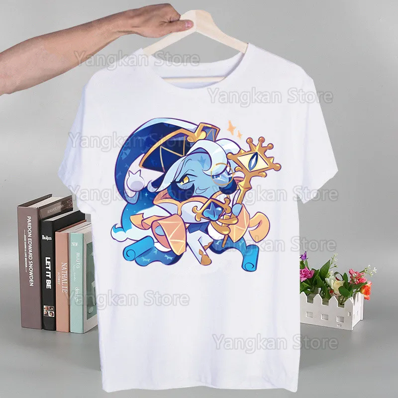 

Футболка Cookie Run Shadow Milk, футболки в стиле Харадзюку, модная повседневная футболка с короткими рукавами, футболки