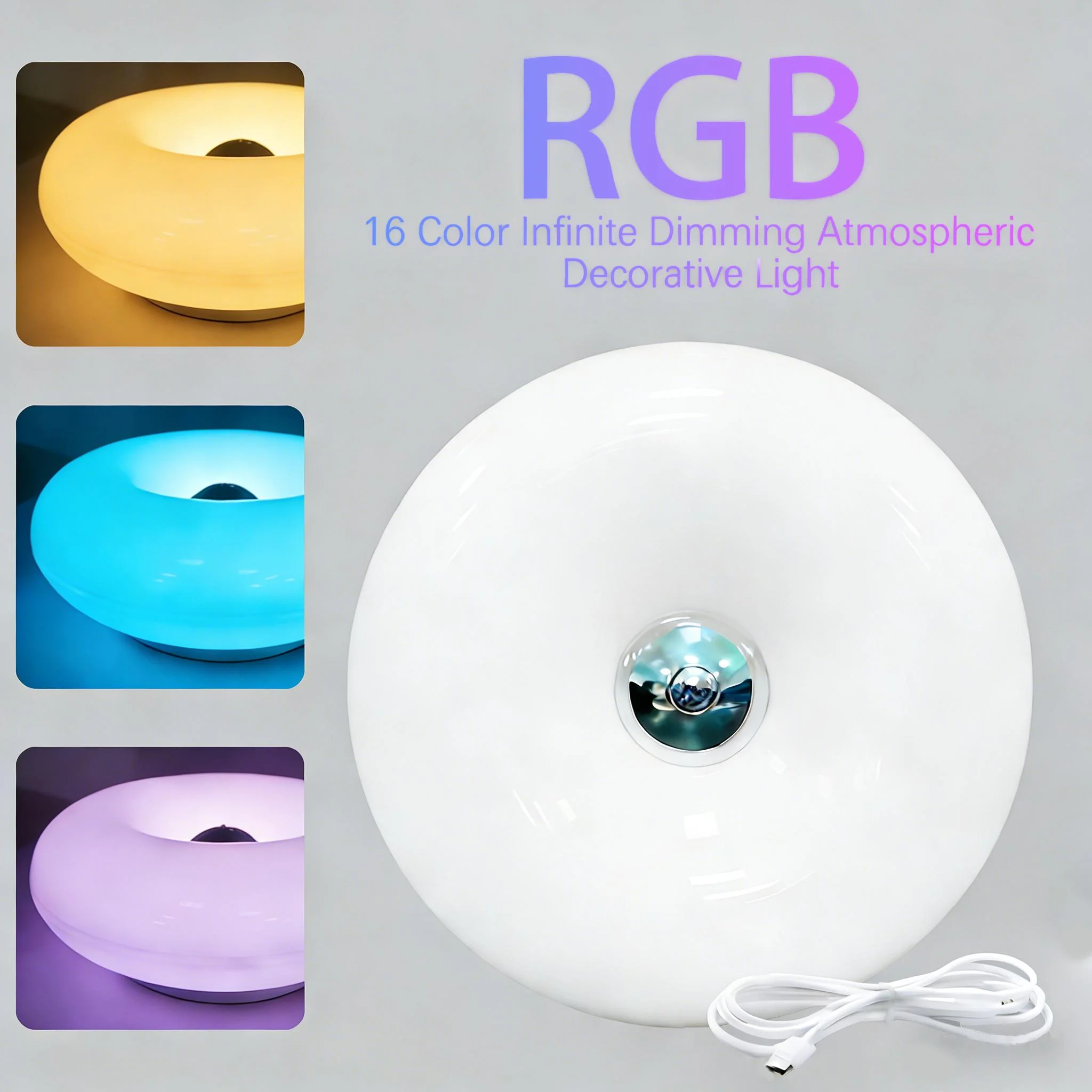 

Настольная лампа в стиле Баухаус, светильник-пончик, настенный светильник для коридора, двойного назначения, RGB-подсветка «Звездное небо» с регулируемыми цветами света, прикроватная лампа для спальни, декор для гостиной и столовой.