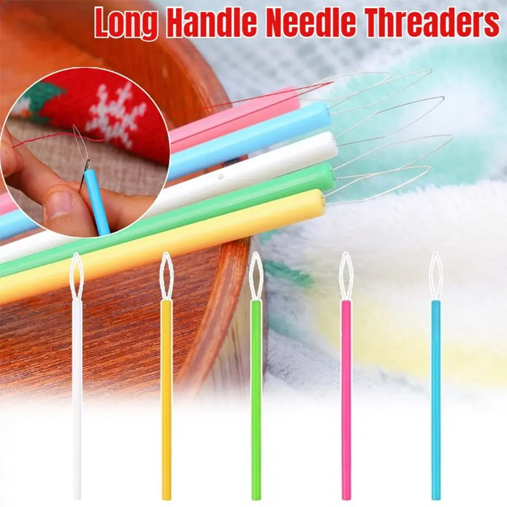 10Pcs Needlework Threading Needle Threaders Embroidery Cross Stitch Multifunctional Large Hole Beaded Accessories Long Handle