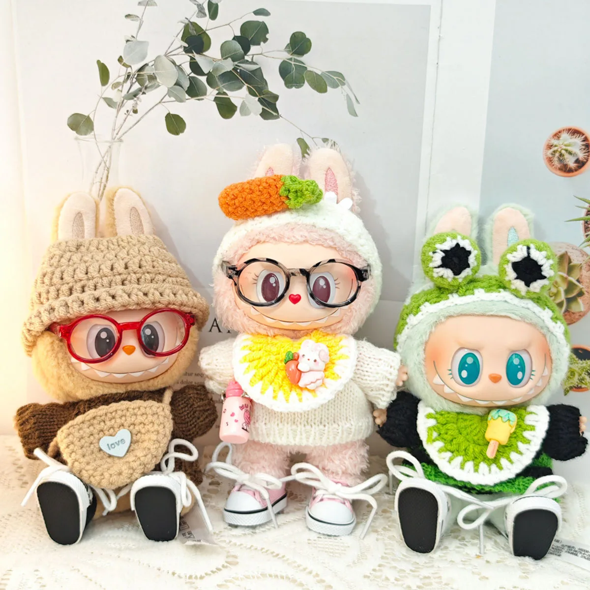 Cute Mini Plush Doll'S Knitted Clothes Dolls Clothes DIY Accessories Gifts For 17cm Labubu Dolls
