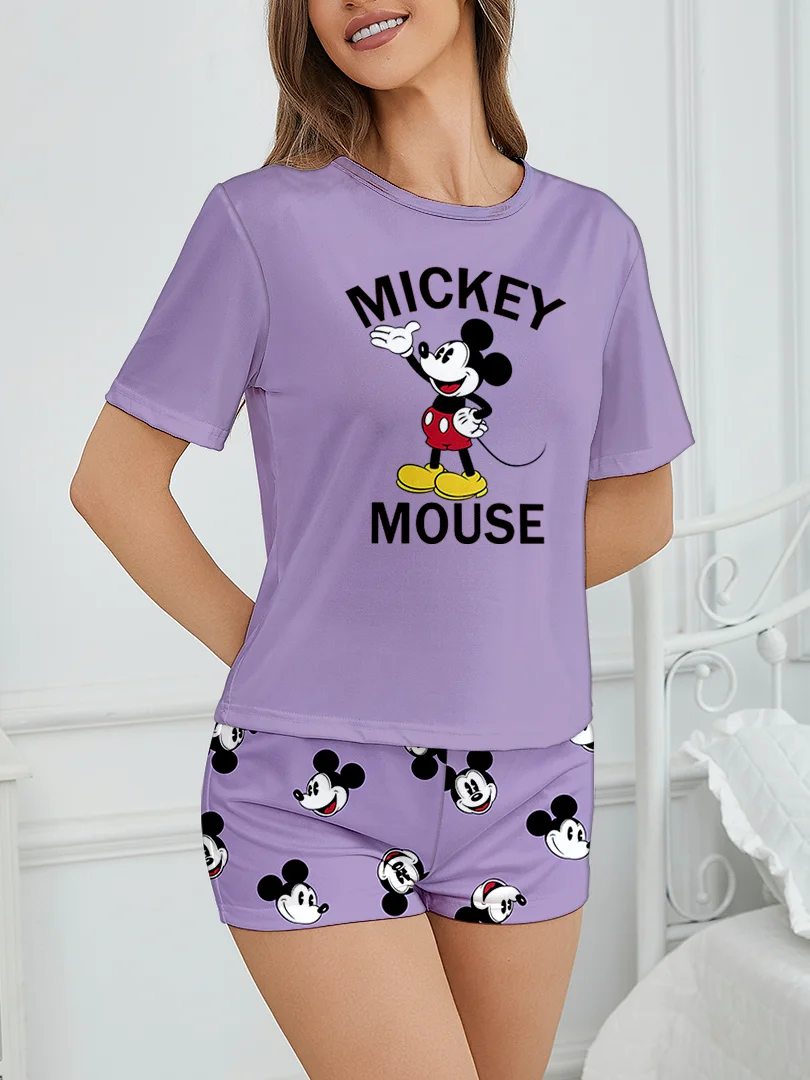 

Women's 2-piece Mickey Cute Cartoon Pattern Short sleeved Top and Shorts Sleepwear Home Clothes