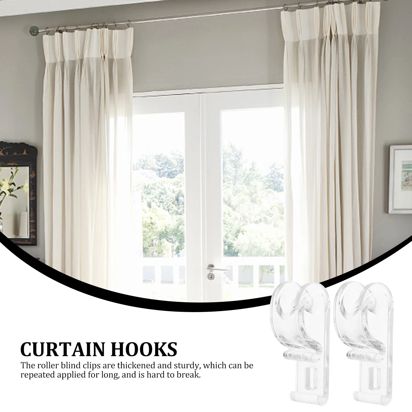 

30pcs Curtain Hooks Transparent Wall Hook For Roller Shade Chain Retainer Pulls Clip Cord Guide Roller Blind Clips Home Blind
